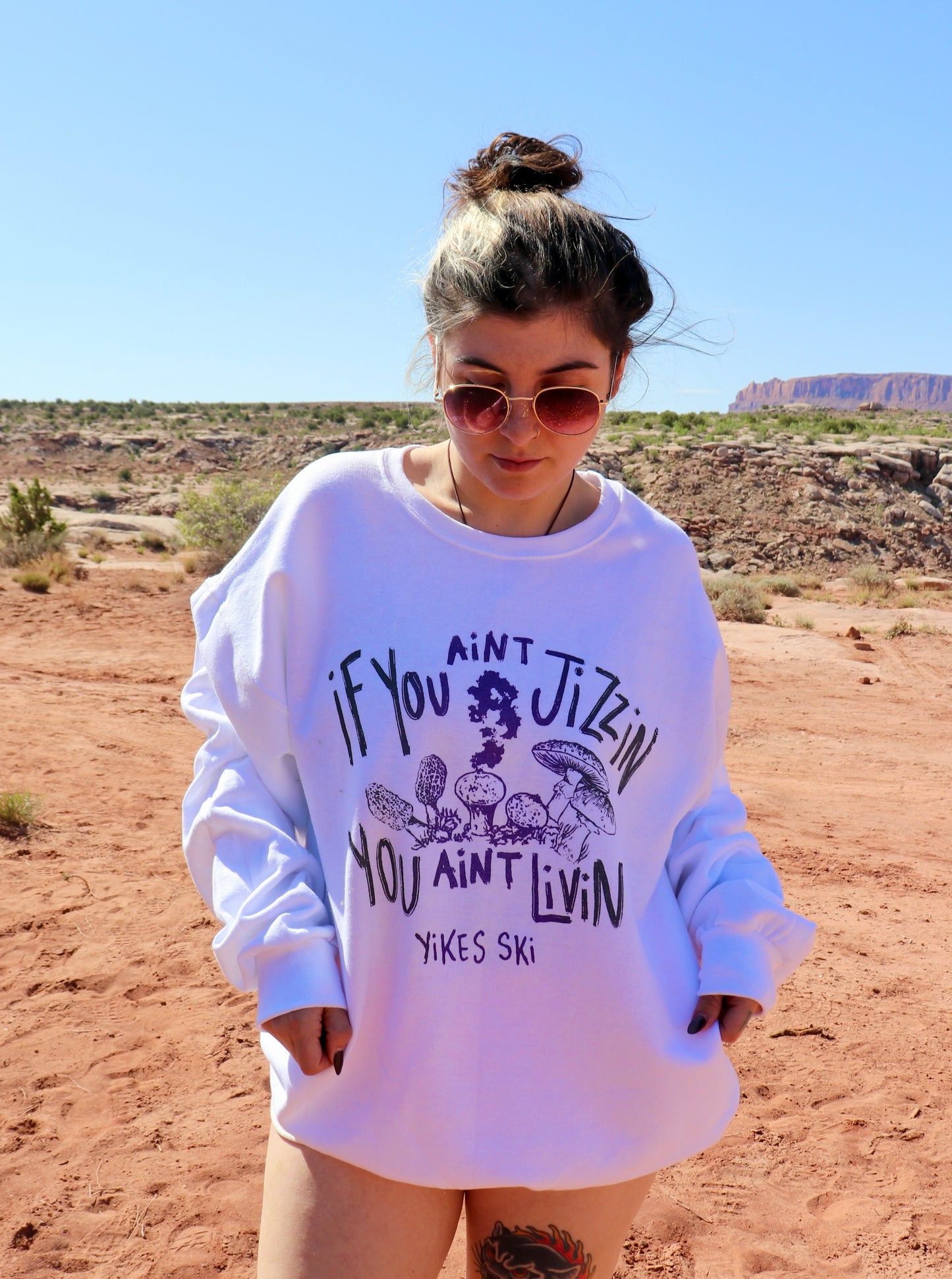 White ‘Jizzin’ Crewneck