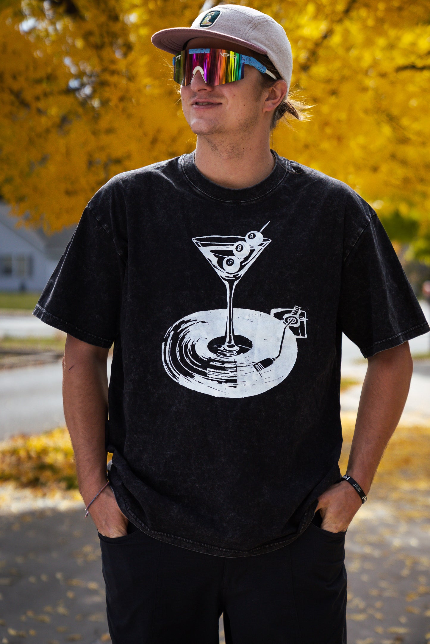 Black ‘Dream on Baby’ Acid Wash Tee
