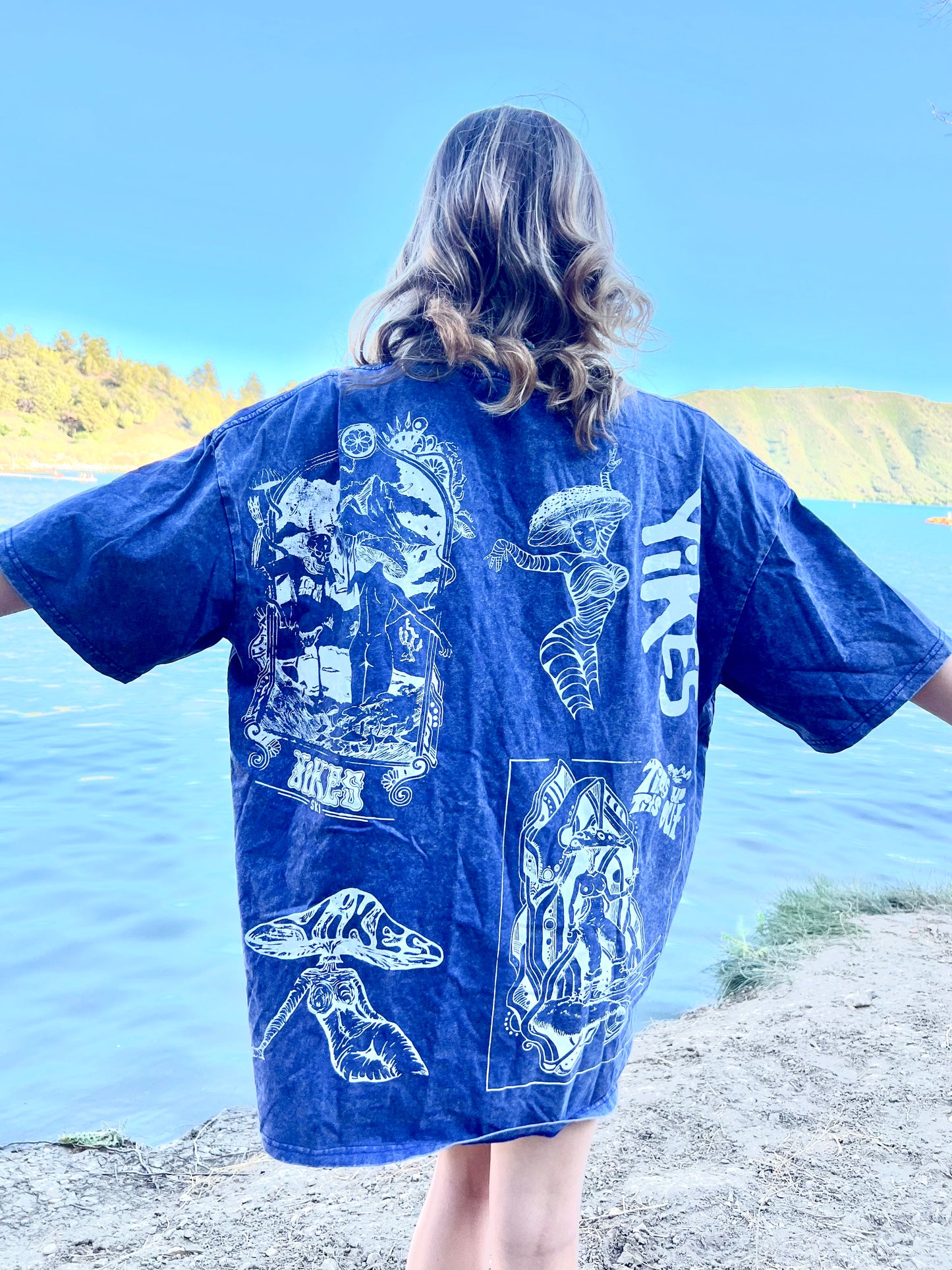 XXL Blue Acid Wash ‘Jizzin’ Tee