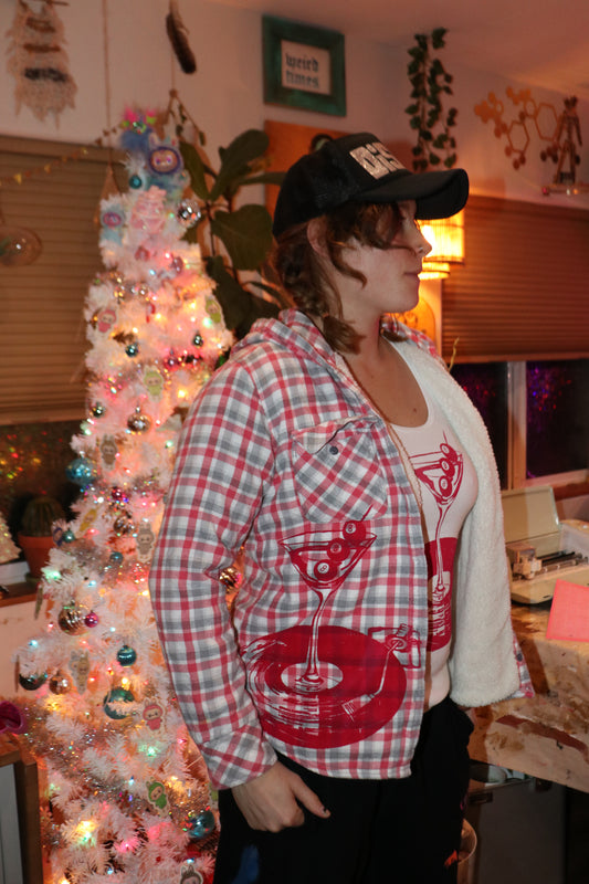 Medium White & Red ‘Dream on Baby’ Flannel