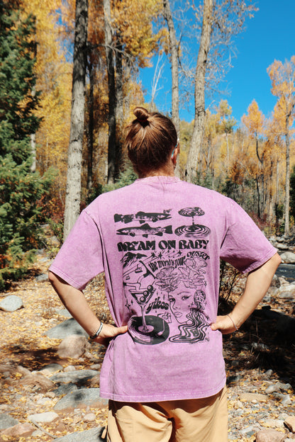 ‘Dream on Baby’ Purple Acid Wash Tee