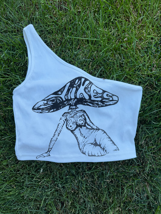 Medium- White Ms.Sexy One shoulder tank