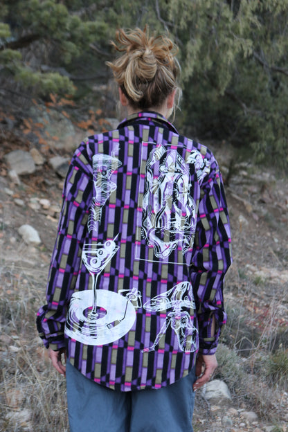 Funky Checkered Purple Button Down