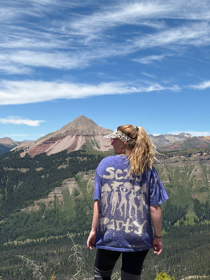 M-Blue Sexy Party Bleach Dye Tee