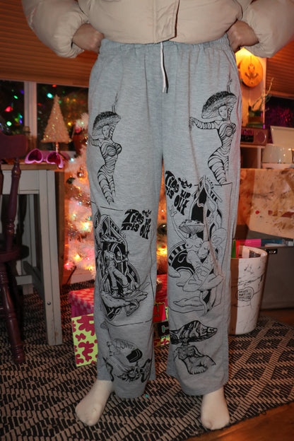 Grey Multi-Print Sweatpants
