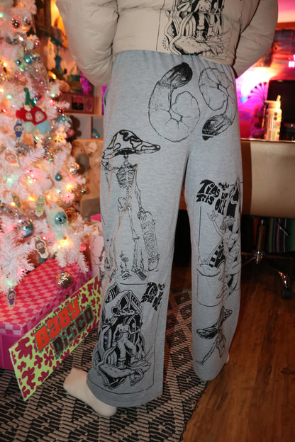 Grey Multi-Print Sweatpants